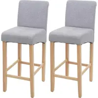 MCW 2er-Set Barhocker MCW-C33, Barstuhl Tresenhocker hellgrau, helle Beine, Stoff/Textil
