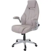 MCW Bürostuhl MCW-A65, Schreibtischstuhl Chefsessel Drehstuhl, Kunstleder MVG- taupe-grau