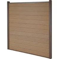 Mendler WPC-Sichtschutz Savoie, Windschutz Zaun, Alu Premium Basiselement, 1,90m teak