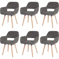 Mendler 6er-Set Esszimmerstuhl MCW-A50 II, Stuhl Küchenstuhl, Retro 50er Jahre Design Kunstleder, grau, helle Beine