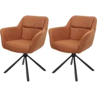 Mendler 2er-Set Esszimmerstuhl MCW-K33, Küchenstuhl Stuhl, drehbar Auto-Position, Stoff MVG Wildleder-Optik braun