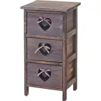 Mendler Kommode Sues, Schubladenkommode Schrank, 3 Schubladen mit Herzen 55x29x25cm, Shabby-Look, Vintage braun