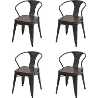 Mendler 4er-Set Esszimmerstuhl MCW-H10d, Stuhl Küchenstuhl, Chesterfield Metall Kunstleder Industrial Gastronomie schwarz-braun