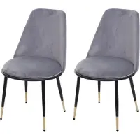 Mendler 2er-Set Esszimmerstuhl MCW-H28, Stuhl Küchenstuhl, Metall grau, schwarze Beine, Samt
