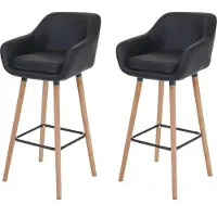 Mendler 2er-Set Barhocker Vaasa T381, Barstuhl Tresenhocker Kunstleder, schwarz