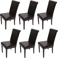 MCW 6er-Set Esszimmerstuhl Stuhl Küchenstuhl Lecce II, Leder braun, dunkle Beine