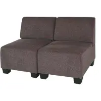 Mendler Modular 2-Sitzer Sofa Couch Moncalieri, Stoff/Textil braun, ohne Armlehnen