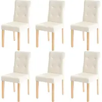 MCW 6er-Set Esszimmerstuhl MCW-E58, Stuhl Essstühle Kunstleder creme, helle Beine