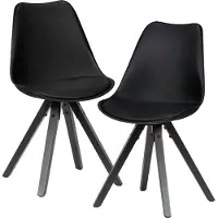 FineBuy 2er Set Schwarz Retro Esszimmerstuhl mit Schwarzen Beinen Polsterstuhl Skandinavisch Rückenlehne Küchenstuhl gepolstert