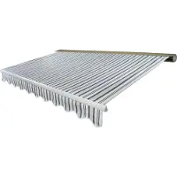 Mendler Elektrische Kassetten-Markise H122, Vollkassette Volant 4x3m Polyester Grau/Weiß