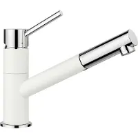 BLANCO KANO-S Küchenarmatur Wasserhahn Niederdruck silgranitweiß/chrom Schlauchbrause