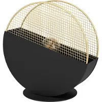 Eglo Tischlampe Mumbles, runde Nachttischlampe, Tischleuchte aus Metall in Schwarz und Gitter in Gold, Deko Schlafzimmer, Tisch Lampe, E27 Fassung
