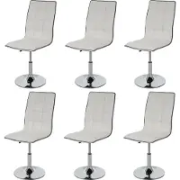 MCW 6er-Set Esszimmerstuhl MCW-C41, Stuhl Küchenstuhl, höhenverstellbar drehbar, Kunstleder MVG- weiß