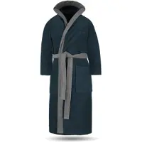 Normani Damen Baumwoll-Bademantel mit Frottee, zweifarbig - OEKO-TEX 100 - 8783