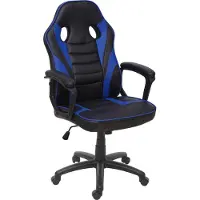 Mendler Bürostuhl MCW-F59, Schreibtischstuhl Drehstuhl Racing-Chair Gaming-Chair, Kunstleder schwarz/blau