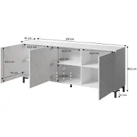 Mirjan 24 Kommode Marmo 200 mit 3 Türen, Kommodenschrank, Stilvoll Sideboardm, Kollektion (Farbe: Weiß / Weißer Marmor)