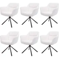 Mendler 6er-Set Esszimmerstuhl MCW-K33, Küchenstuhl Stuhl, drehbar Auto-Position, Stoff MVG bouclé-weiß