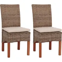 Mendler Esszimmerstuhl Var, Korbgeflecht (2er-Set) mit Sitzkissen