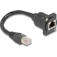 DeLOCK D-Typ RJ45 Kabel Stecker zu Buchse Cat.5e schwarz 20 cm, 20 m, Cat5e, S/UTP (STP), RJ-45, RJ-45, Schwarz