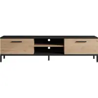 En.casa TV Board Lempäälä Lowboard 160 cm Fernsehtisch mit 2 Türen und 2 Ablagefächer Metallbeine Eiche/Schwarz