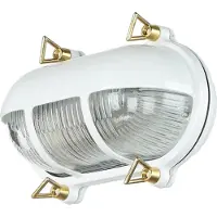 Licht-Erlebnisse Außenleuchte Maritim aus Messing Glas B: 21 cm IP64 E27 Weiß Haus Balkon Garten Wandlampe