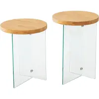 Skye Decor , Serenity 2 - Oak, Transparent, Couchtisch-Set, 100 % gehärtetes Glas, Eiche, 35 x 51 cm
