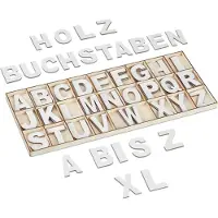 Relaxdays 104tlg. Holzbuchstaben Set