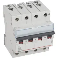 Legrand 404141 TX3 Leitungsschutzschalter B-Charakteristik, 20A, 3-polig+N, 10kA, 400VAC, 4TE