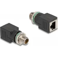 DeLOCK - Netzwerkadapter - 8-polig M12 (M) zu RJ-45 (W) - CAT 6a - Schwarz