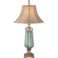 QUOIZEL Elstead Monteverde Tischleuchte E27 86cm Keramische Glasur, altes Messing