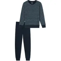 Schiesser Schlafanzug "Uncover Nightwear" 2 tlg. Rundhalsausschnitt, Pure Cotton, Streifen, Single Jersey, Langarm