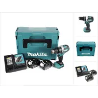 Makita DHP 484 RFJ 18V Li-ion Akku Schlagbohrschrauber im Makpac inkl. 2x 3,0 Ah Akku und Ladegerät