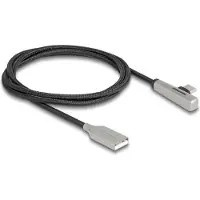 DeLOCK USB 2.0 Kabel Typ-A Stecker zu USB Type-C Stecker gewinkelt mit LED und Schnellladefunktion 60 W 1 m, 1 m, USB A, USB C, USB 2.0, 0,48 Gbit/s, Schwarz, Silber