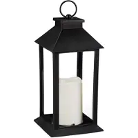 Haushalt Laterne 550243, schwarz, indoor, aus Kunststoff, mit LED-Kerze, 33 cm