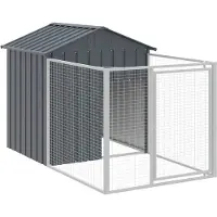 vidaXL Hundehütte mit Auslauf Anthrazit 117x201x123cm Verzinkter Stahl
