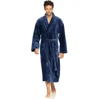 Vossen Bademantel "Feeling-L, ideal für Sauna & Spa, Hotelbademantel, Morgenmantel" Gr. S, schwarz (winternight), L:116cm, Webvelours, Hausmäntel, Bademantel, mit hohem Kragen