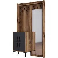 Skye Decor , Berlin BC - Walnut, Anthracite, Hallenstand, Nussbaum, 100 % MELAMINBESCHICHTETE SPANPLATTEN, 120 x 35 x 200 cm