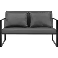 Casa.pro Gartenbank 70 x 114 x 60 cm Gartensofa Bank Parkbank Sitzbank Lounge Eisen Schwarz / Dunkelgrau