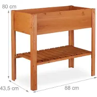 Relaxdays Hochbeet Holz, Ablagefach, Pflanzkasten Balkon, Terrasse, Garten, Kräuterbeet, HBT 80 x 88 x 43,5cm, hellbraun