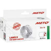 Meto Preisetiketten , für 2-zeilige Preisauszeichner, permanenthaftend, Wellenrand, B 26 x H 16 mm, FSC-Papier, rot, 6 Rollen mit 1000 Stück