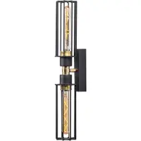 Opviq , Wandlampe aus Eisen, Schwarz und Gold, 50 cm hoch | 8 x 15 cm, 2 x E27 Max 40 W, IP20 | Stilvolles, industrielles Design für moderne Wohnräume.