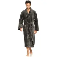 Vossen Herrenbademantel "Feeling-L, ideal für Sauna & Spa, Hotelbademantel, Morgenmantel" Gr. S, grau, L:116cm, Baumwolle, Hausmäntel, Herrenbademantel, mit hohem Kragen