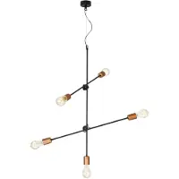 Licht-Erlebnisse Hängelampe Vintage Industrie "Sticks" Schwarz Kupfer E27 5-flammig Pendelleuchte Wohnzimmer Esstisch