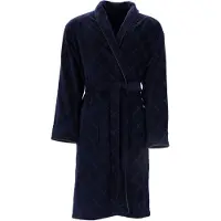 Vossen Herrenbademantel "Barron, ideal für Sauna & Spa, Hotelbademantel, Morgenmantel" Gr. S, blau (marine blau), L:120cm, Webvelours, Hausmäntel, Herrenbademantel, mit Schalkragen, Rautendesign