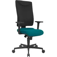 Schäfer Shop Bürostuhl SSI Proline P1 ECO, mit Armlehnen, Synchronmechanik, Bandscheibensitz, Recycling-Kunststoff, schwarz/petrol