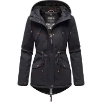 MARIKOO Winterjacke "Manolya" mit Kapuze stylischer Kurzmantel mit weichem Teddyfell-Futter