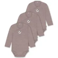 Normani 3er Pack Merino Baby-Body langärmeliger Wickelbody für 0-24 Monate - 9349