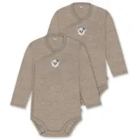 Normani 2er Pack Baby-Body Basic Merino Wickelbody Langarm mit Knopf - 9347