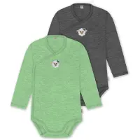 Normani 2er Pack Bio Baby-Body Langarm Wickelbody aus Merinowolle für Junge und Mädchen - 9353