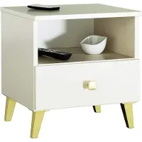Akord Nachttisch 40 cm breit Lina , beige , Maße (cm): B: 40 H: 43